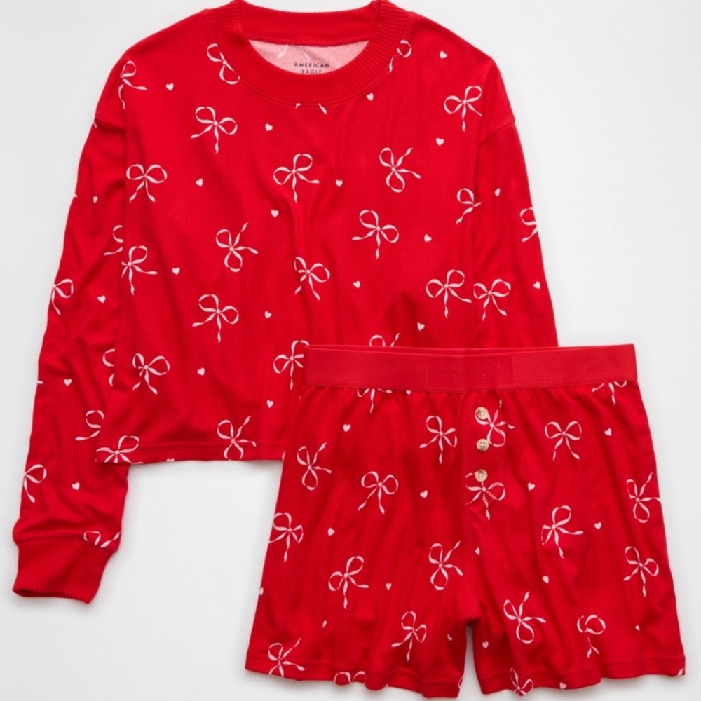 AE bow plush PJ set